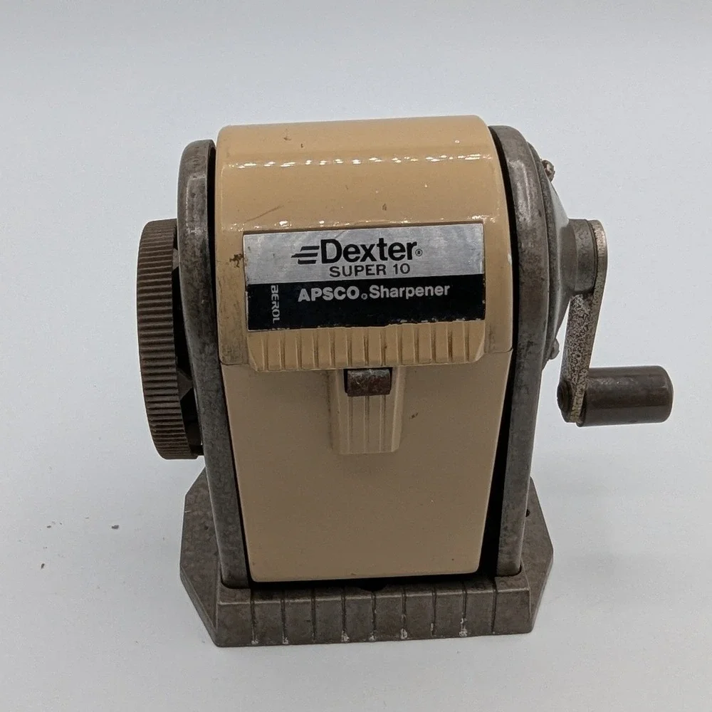 Vintage Berol Apsco Dexter Super 10 Manual Pencil Sharpener Industrial Tan Brown